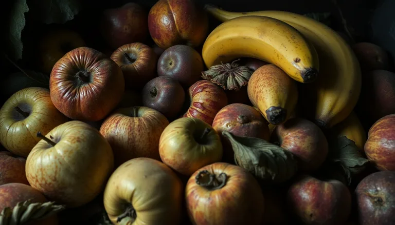 Gros plan sur des fruits (fraises, pêches) à température ambiante, avec un symbole d'alerte