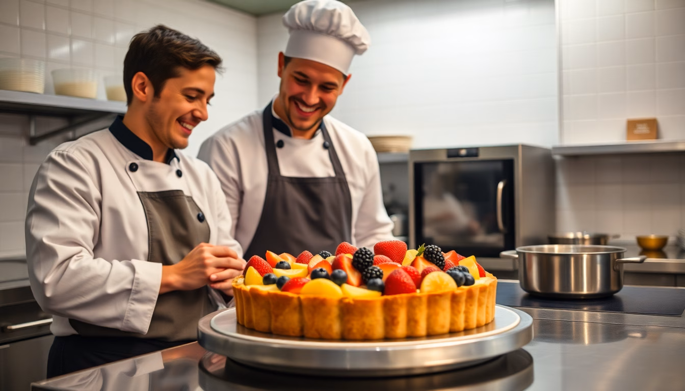 Une tarte sans cuisson aux fruits frais joliment décorée, symbole d'un succès inattendu.