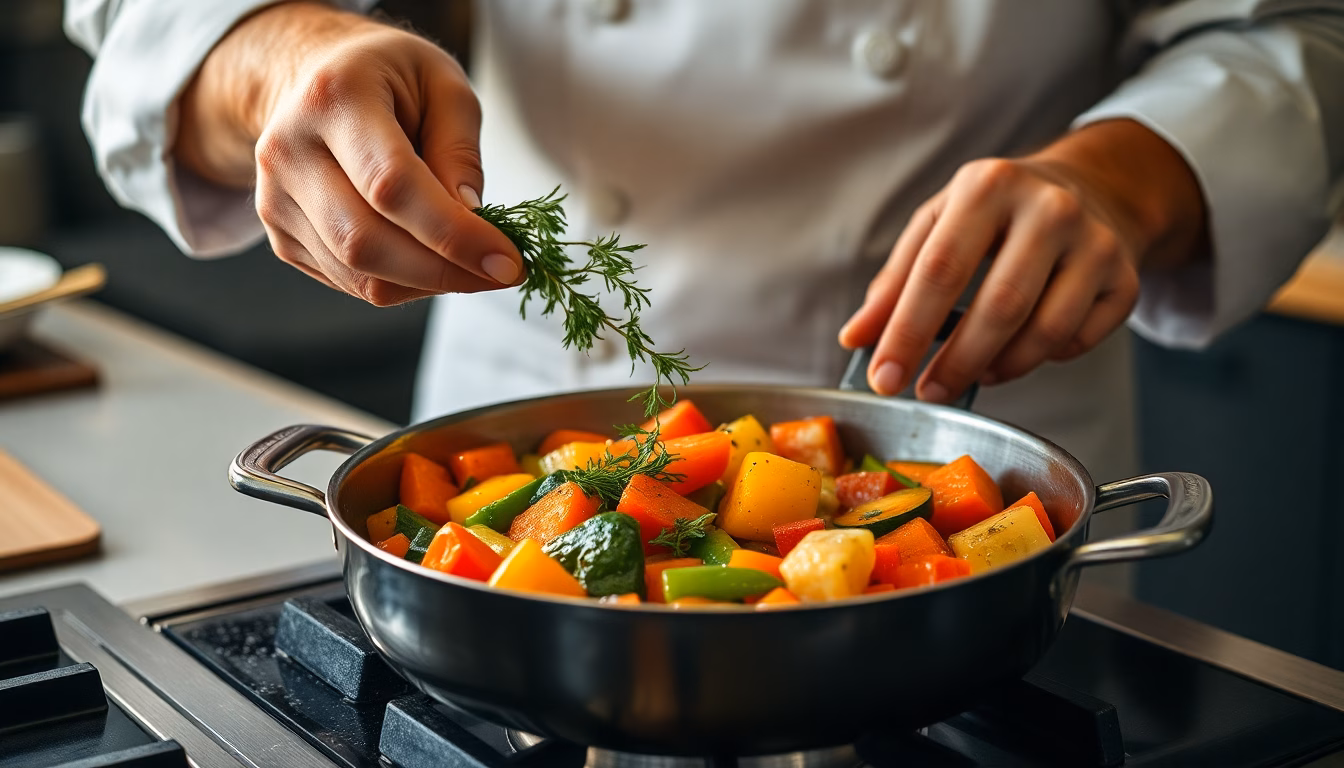 Légumes frais coupés et assaisonnés, prêts à être cuisinés