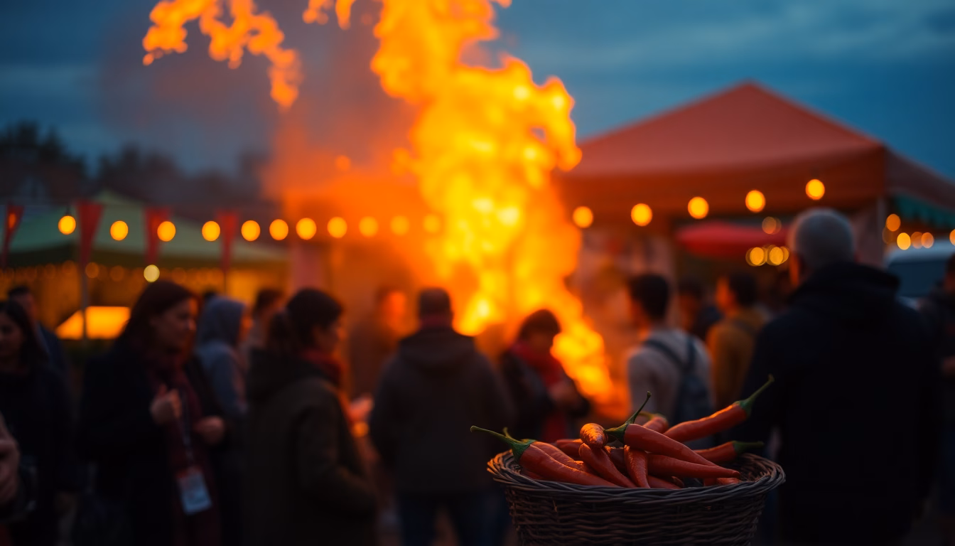 Gros plan sur des grappes de piments d'Espelette séchant au soleil, typiques du Pays Basque.